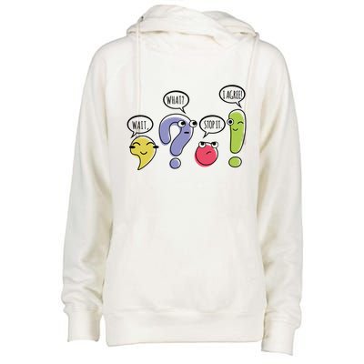 Punctuation English Teacher Gift Wait What Stop It Womens Funnel Neck Pullover Hood