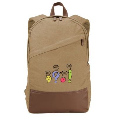 Punctuation English Teacher Gift Wait What Stop It Cotton Canvas Backpack