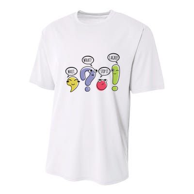 Punctuation English Teacher Gift Wait What Stop It Youth Performance Sprint T-Shirt