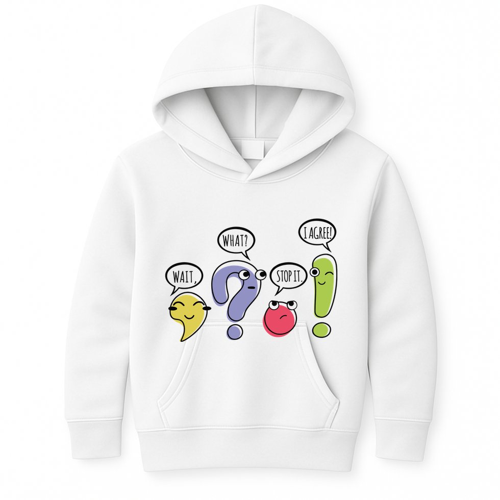 Punctuation English Teacher Gift Wait What Stop It Kids Hoodie