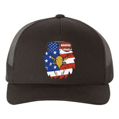 Patriotic Eagle Tee 4th of July Sunglass USA American Flag Yupoong Adult 5-Panel Trucker Hat