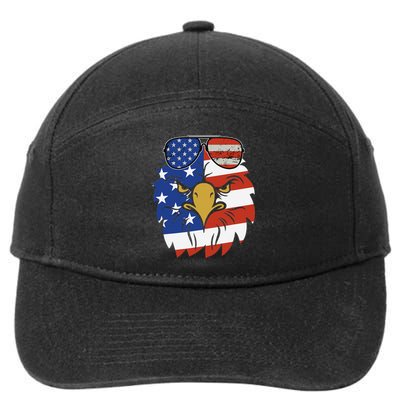 Patriotic Eagle Tee 4th of July Sunglass USA American Flag 7-Panel Snapback Hat