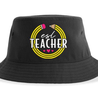 Proud ESL Teacher English as a Second Language Sustainable Bucket Hat