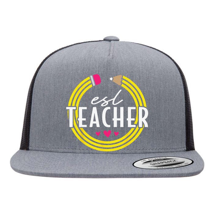 Proud ESL Teacher English as a Second Language Flat Bill Trucker Hat