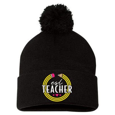 Proud ESL Teacher English as a Second Language Pom Pom 12in Knit Beanie