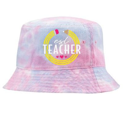 Proud ESL Teacher English as a Second Language Tie-Dyed Bucket Hat