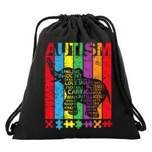 Puzzle Elephant Typography Cool Autism Awareness Gift Drawstring Bag