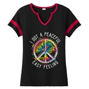 Peaceful EasyFeeling Tie Dye Hippie 1960s Vibes Ladies Halftime Notch Neck Tee