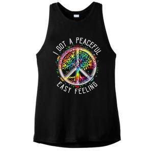 Peaceful EasyFeeling Tie Dye Hippie 1960s Vibes Ladies PosiCharge Tri-Blend Wicking Tank