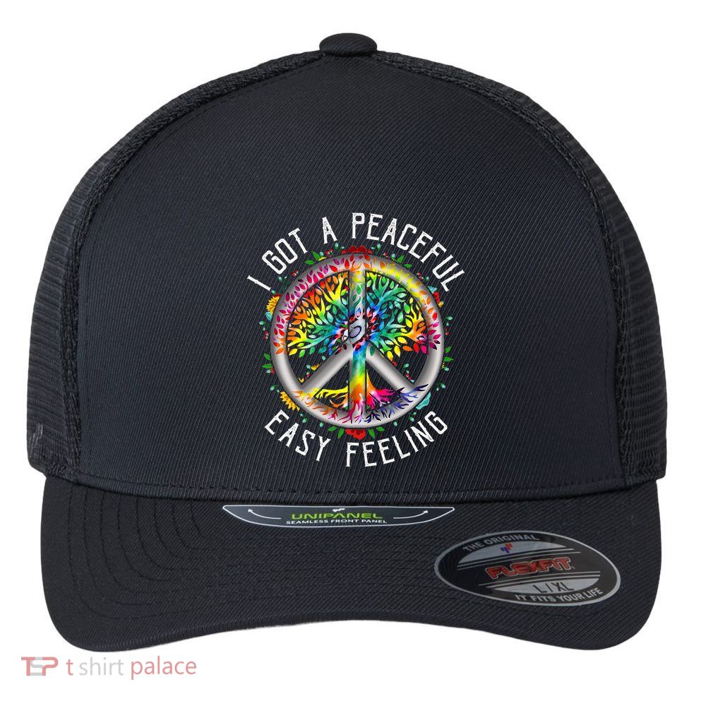 Peaceful EasyFeeling Tie Dye Hippie 1960s Vibes Flexfit Unipanel Trucker Cap