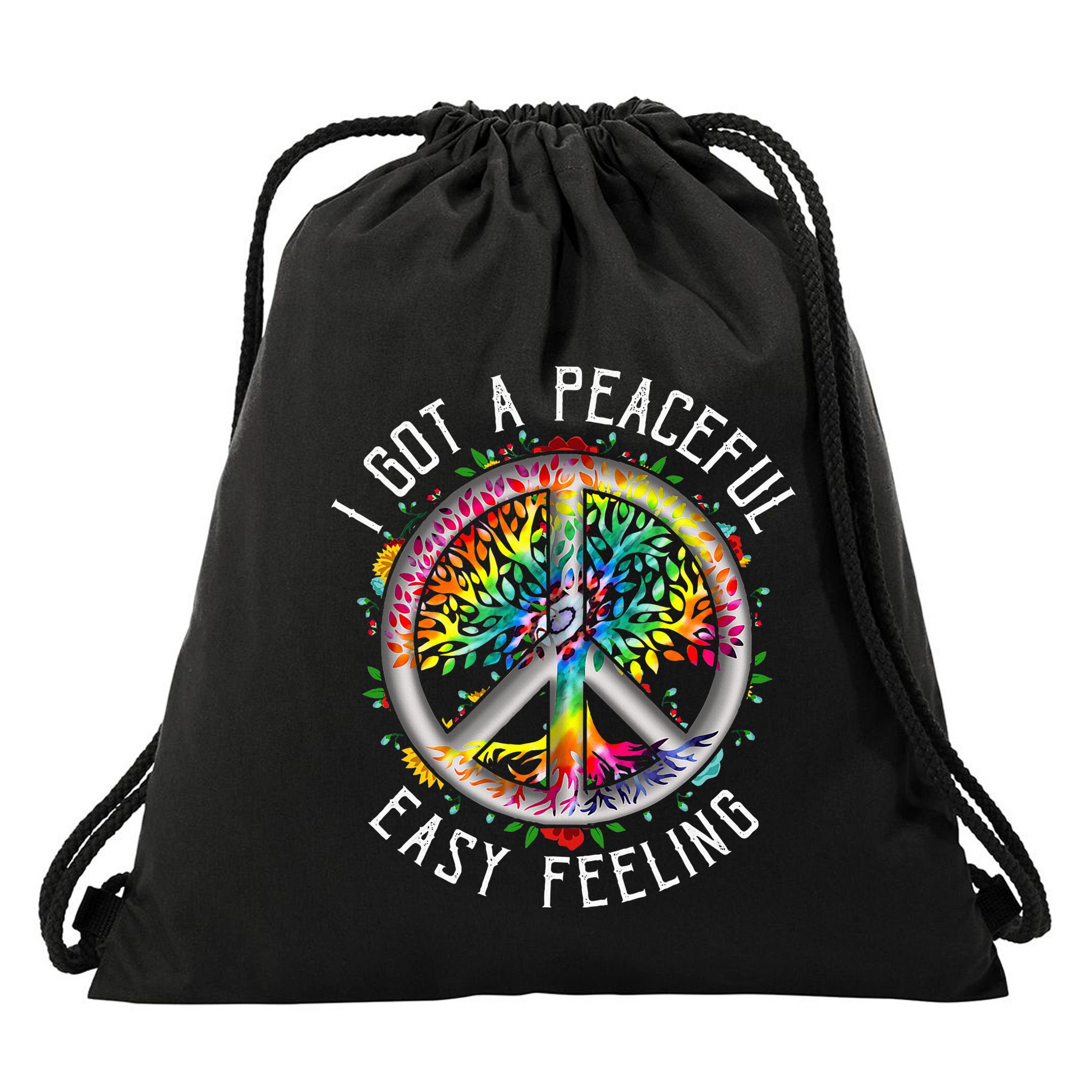Peaceful EasyFeeling Tie Dye Hippie 1960s Vibes Drawstring Bag