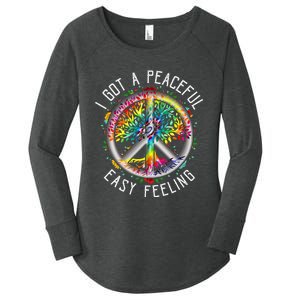 Peaceful EasyFeeling Tie Dye Hippie 1960s Vibes Women's Perfect Tri Tunic Long Sleeve Shirt