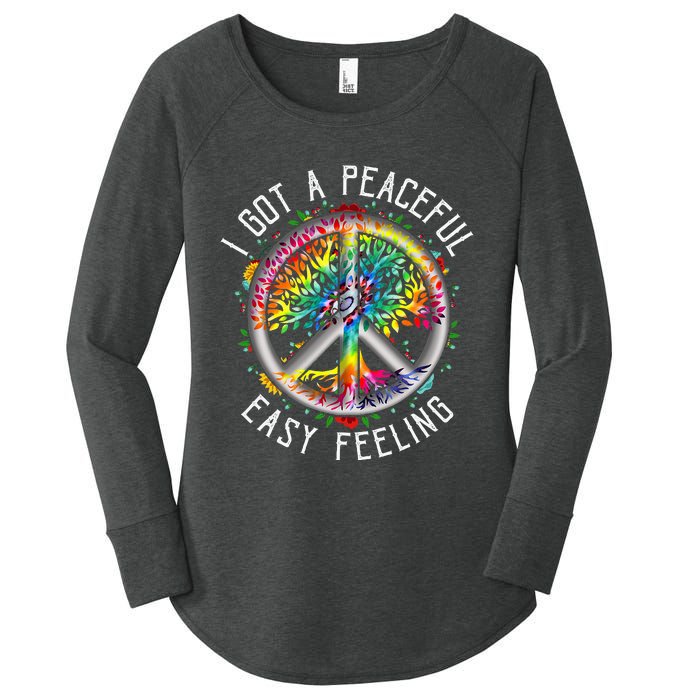 Peaceful EasyFeeling Tie Dye Hippie 1960s Vibes Women's Perfect Tri Tunic Long Sleeve Shirt