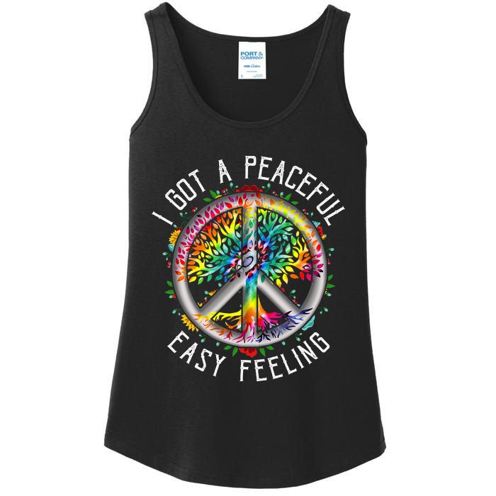 Peaceful EasyFeeling Tie Dye Hippie 1960s Vibes Ladies Essential Tank