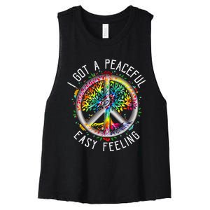 Peaceful EasyFeeling Tie Dye Hippie 1960s Vibes Women's Racerback Cropped Tank