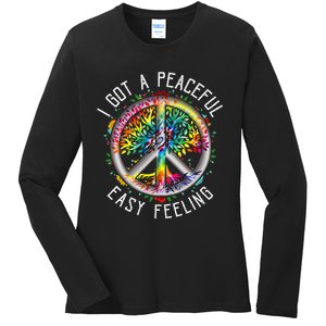 Peaceful EasyFeeling Tie Dye Hippie 1960s Vibes Ladies Long Sleeve Shirt