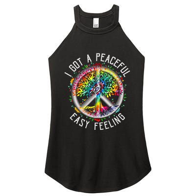 Peaceful EasyFeeling Tie Dye Hippie 1960s Vibes Women's Perfect Tri Rocker Tank