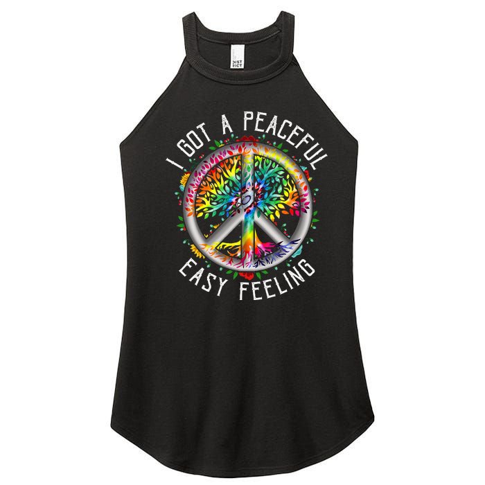 Peaceful EasyFeeling Tie Dye Hippie 1960s Vibes Women's Perfect Tri Rocker Tank