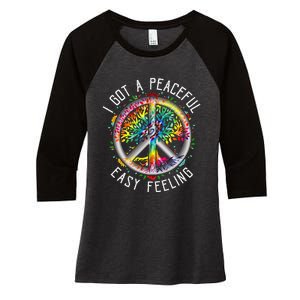 Peaceful EasyFeeling Tie Dye Hippie 1960s Vibes Women's Tri-Blend 3/4-Sleeve Raglan Shirt