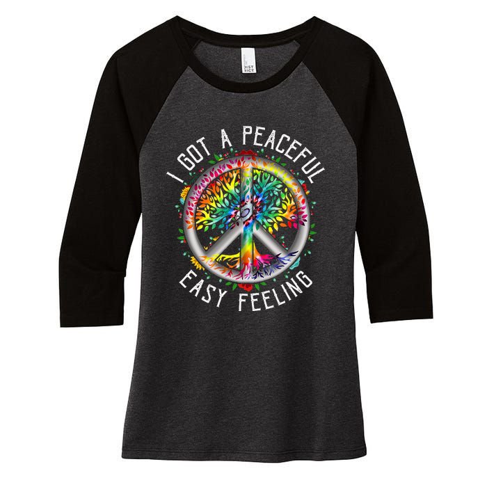 Peaceful EasyFeeling Tie Dye Hippie 1960s Vibes Women's Tri-Blend 3/4-Sleeve Raglan Shirt