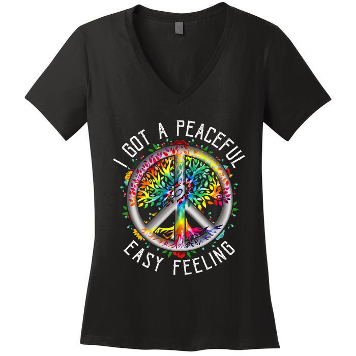 Peaceful EasyFeeling Tie Dye Hippie 1960s Vibes Women's V-Neck T-Shirt