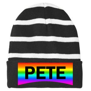 Pete Buttigieg LGBT Rainbow Striped Beanie with Solid Band