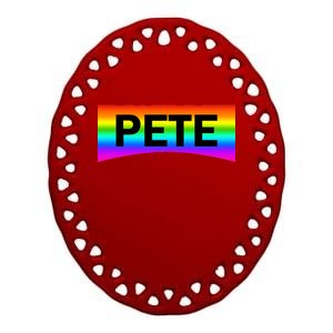 Pete Buttigieg LGBT Rainbow Ceramic Oval Ornament