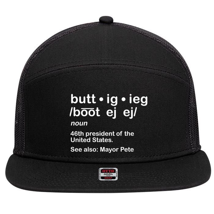 Pete Buttigieg Pronunciation Definition 7 Panel Mesh Trucker Snapback Hat