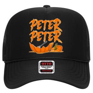 Peter Peter Pumpkin Eater- Pumpkin Face High Crown Mesh Back Trucker Hat