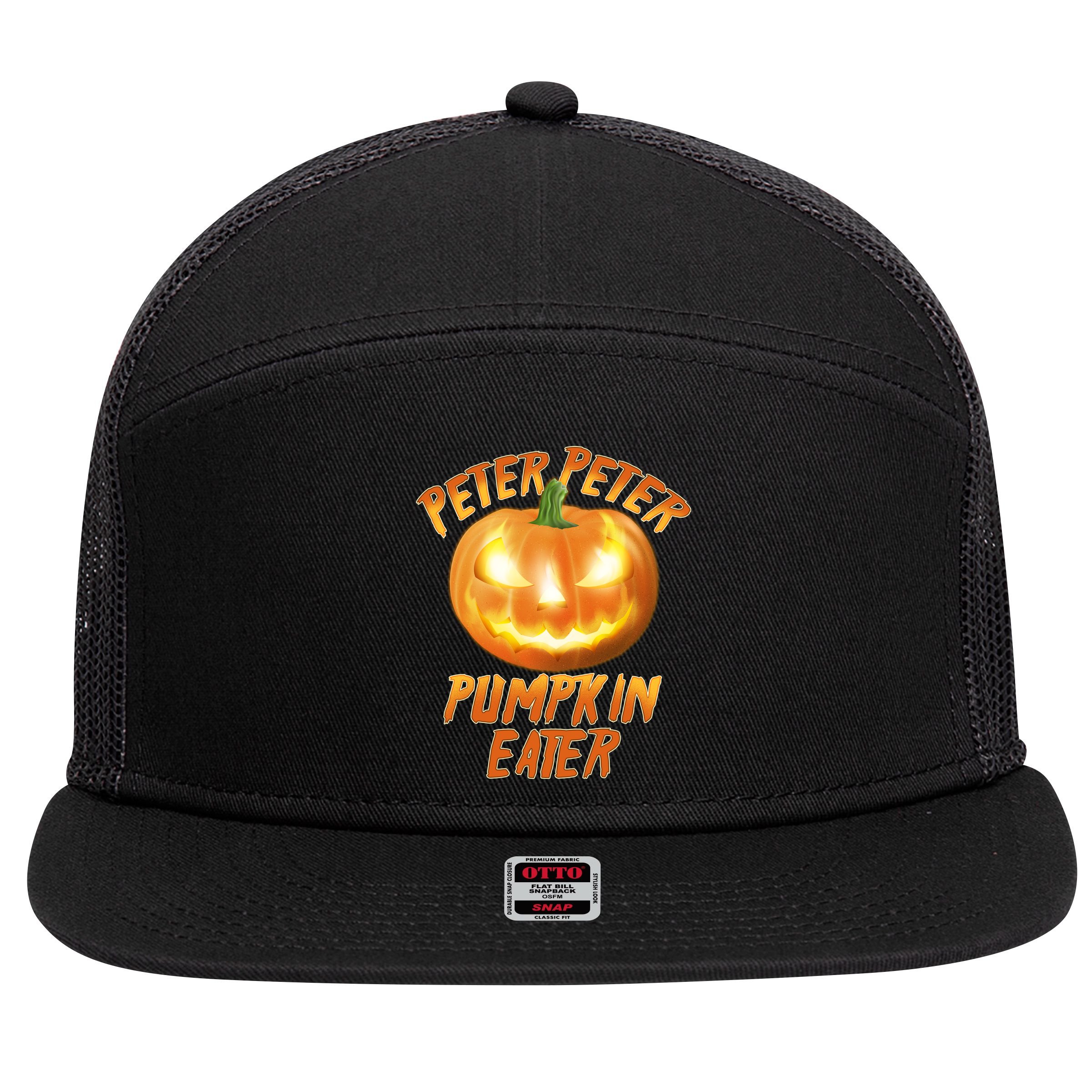Peter Peter Pumpkin Eater Jack-o-lantern 7 Panel Mesh Trucker Snapback Hat