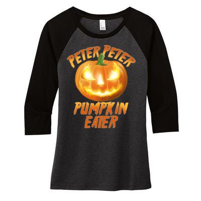 Peter Peter Pumpkin Eater Jack-o-lantern Women's Tri-Blend 3/4-Sleeve Raglan Shirt