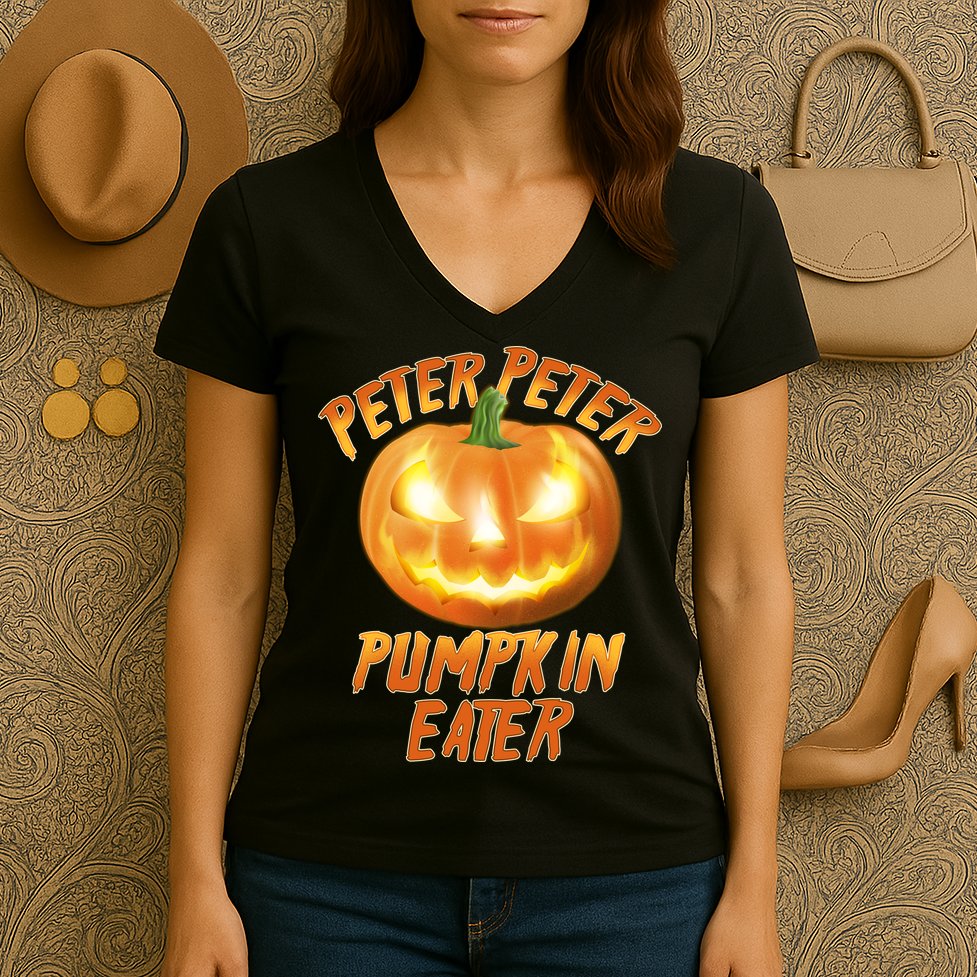 Peter Peter Pumpkin Eater Jack-o-lantern Women's V-Neck T-Shirt