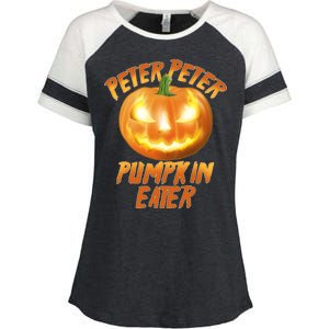 Peter Peter Pumpkin Eater Jack-o-lantern Enza Ladies Jersey Colorblock Tee