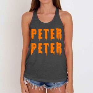 Peter Peter Spooky Halloween Funny Women's Knotted Racerback Tank