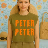 Peter Peter Spooky Halloween Funny Garment-Dyed Women's Muscle Tee