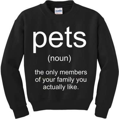 Pets Noun Members Of The Family You Like Kids Sweatshirt