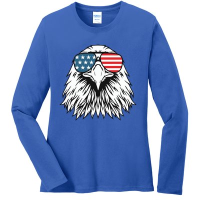 Patriotic Eagle USA Flag 4th Of July Ladies Long Sleeve Shirt