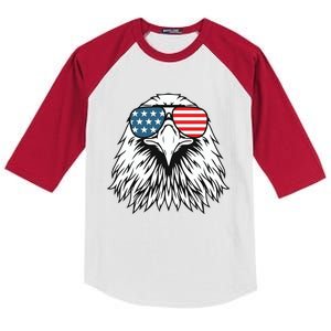 Patriotic Eagle USA Flag 4th Of July Kids Colorblock Raglan Jersey