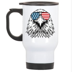 Patriotic Eagle USA Flag 4th Of July Stainless Steel Travel Mug