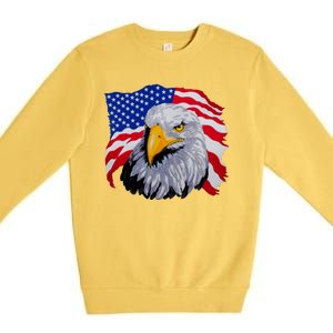 Patriotic Eagle USA American Flag Premium Crewneck Sweatshirt