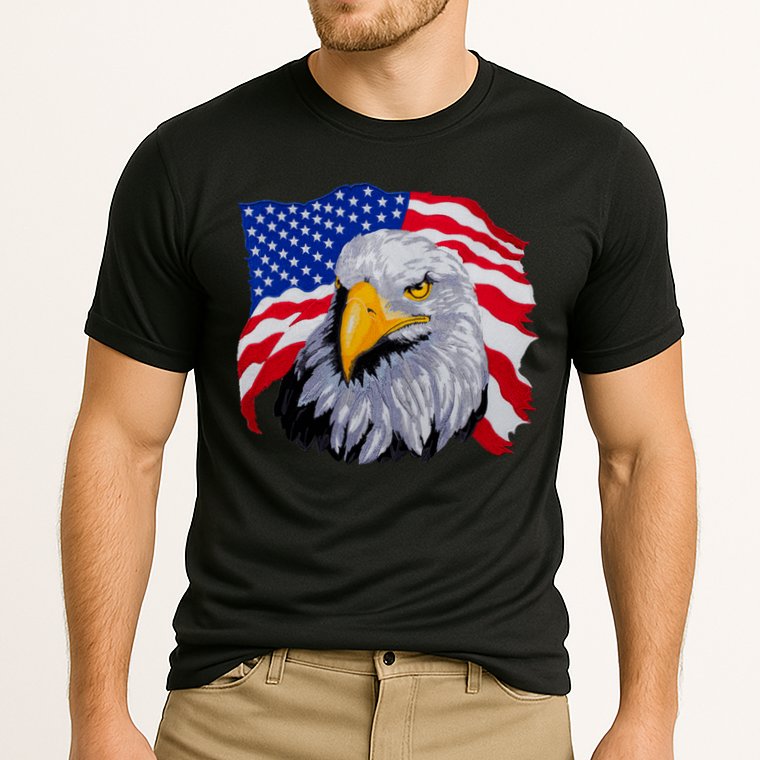Patriotic Eagle USA American Flag Cooling Performance Crew T-Shirt