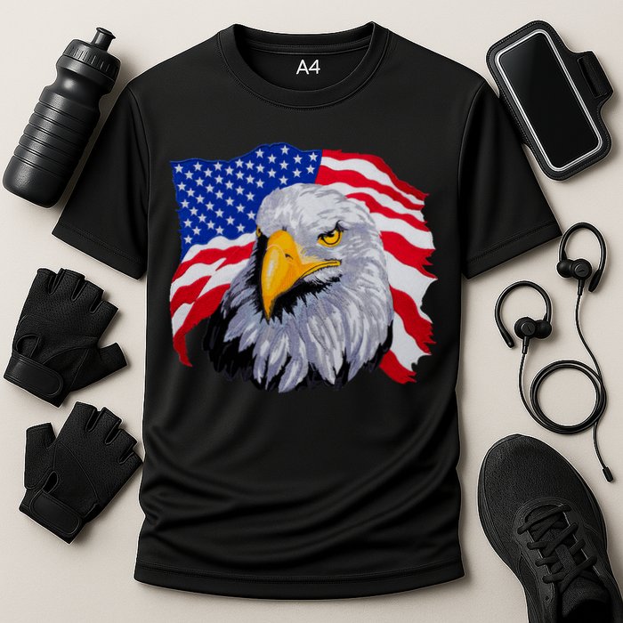 Patriotic Eagle USA American Flag Cooling Performance Crew T-Shirt