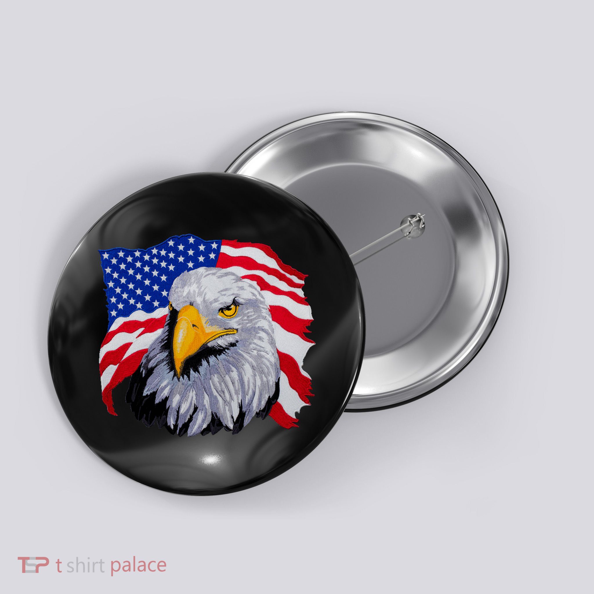 Patriotic Eagle USA American Flag Button