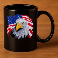 Patriotic Eagle USA American Flag 11oz C Handle Ceramic Mug
