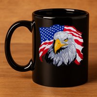 Patriotic Eagle USA American Flag 11oz C Handle Ceramic Mug