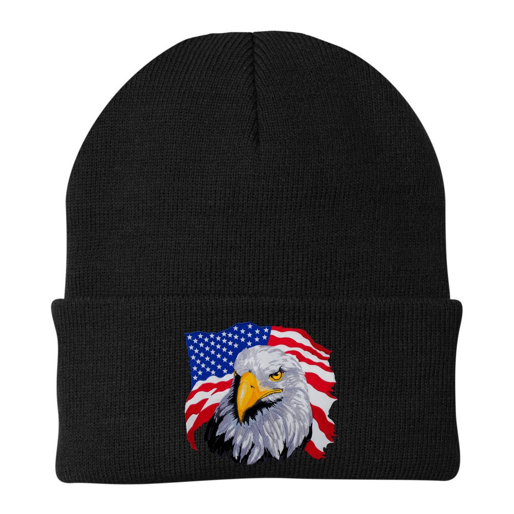 Patriotic Eagle USA American Flag Beanie