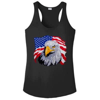 Patriotic Eagle USA American Flag Ladies PosiCharge Competitor Racerback Tank