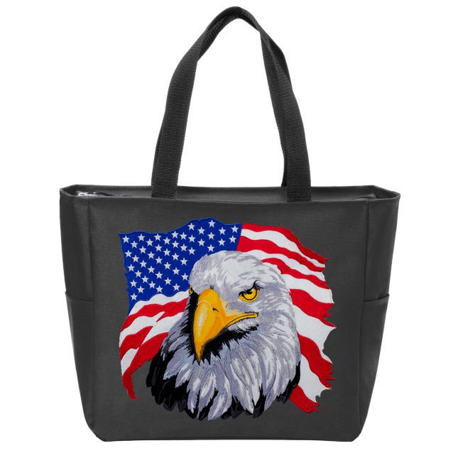 Patriotic Eagle USA American Flag Zip Tote Bag
