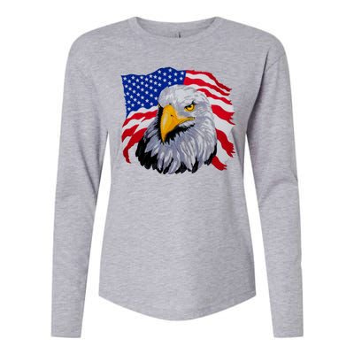 Patriotic Eagle USA American Flag Womens Cotton Relaxed Long Sleeve T-Shirt