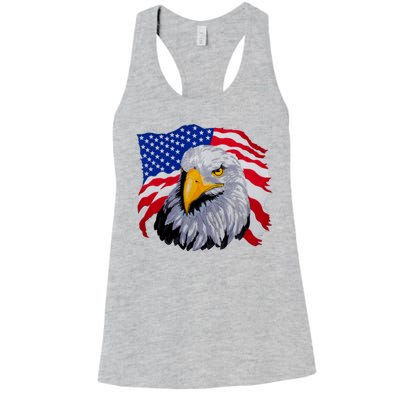 Patriotic Eagle USA American Flag Women's Racerback Tank